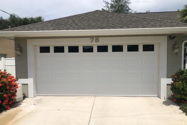 Raised Short Panel Garage Door with Glass Top Section, Short Panel Glass, Plain No Inserts.